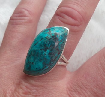 Zilveren ring gezet met Chrysocolla ring maat 19.5 mm